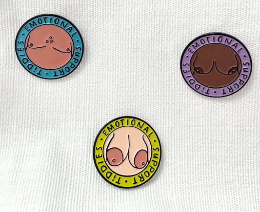 Anna Parade - Emotional Support Tiddies 1.25" soft enamel pin