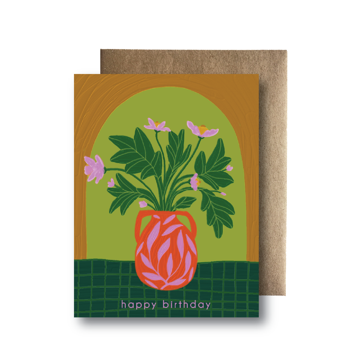 Maija Rebecca Handdrawn HBD Poppies in Red Vase