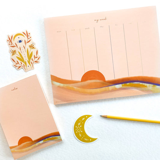 Pink Sunset Weekly Planner Pad