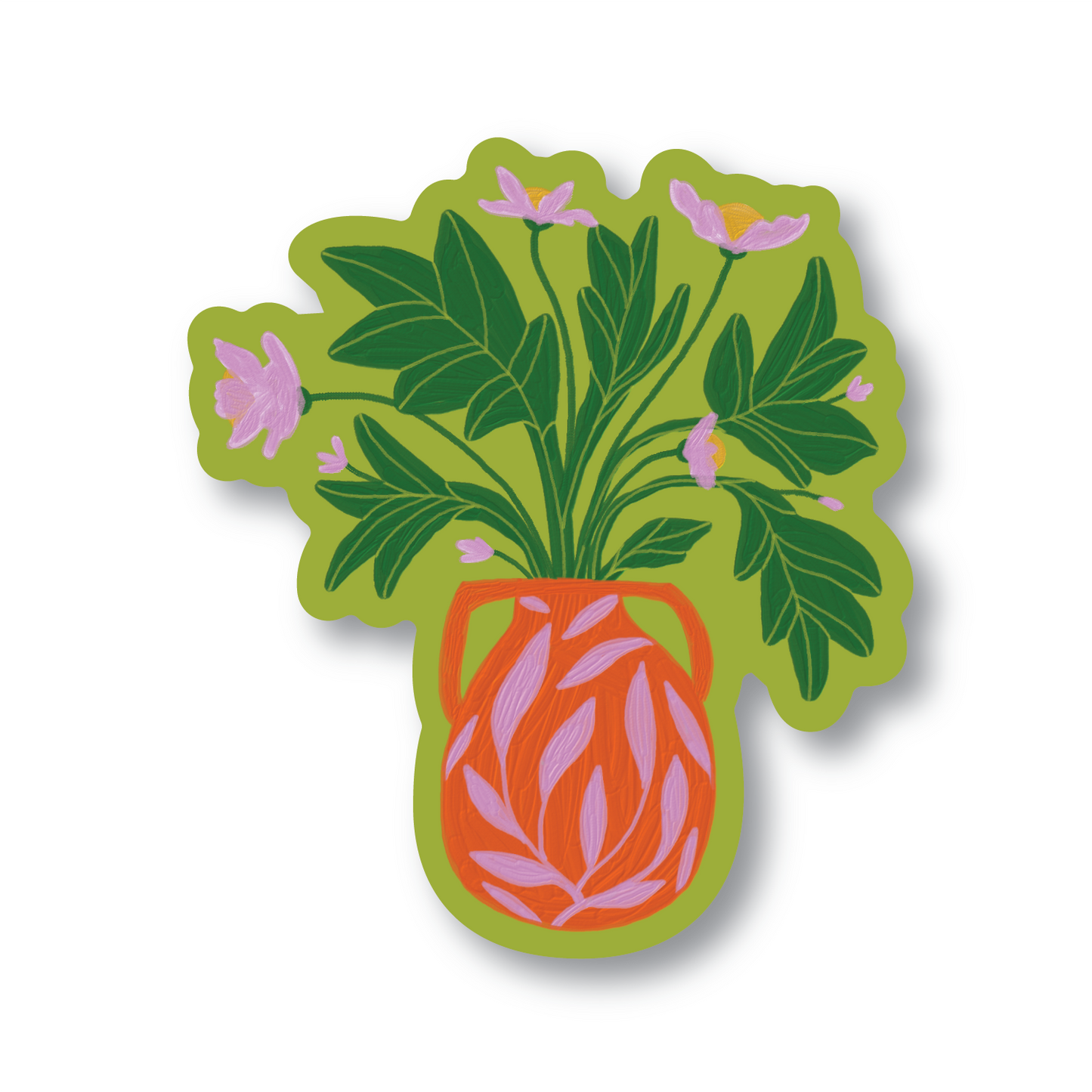 Maija Rebecca Handdrawn Poppies in Red Vase Sticker