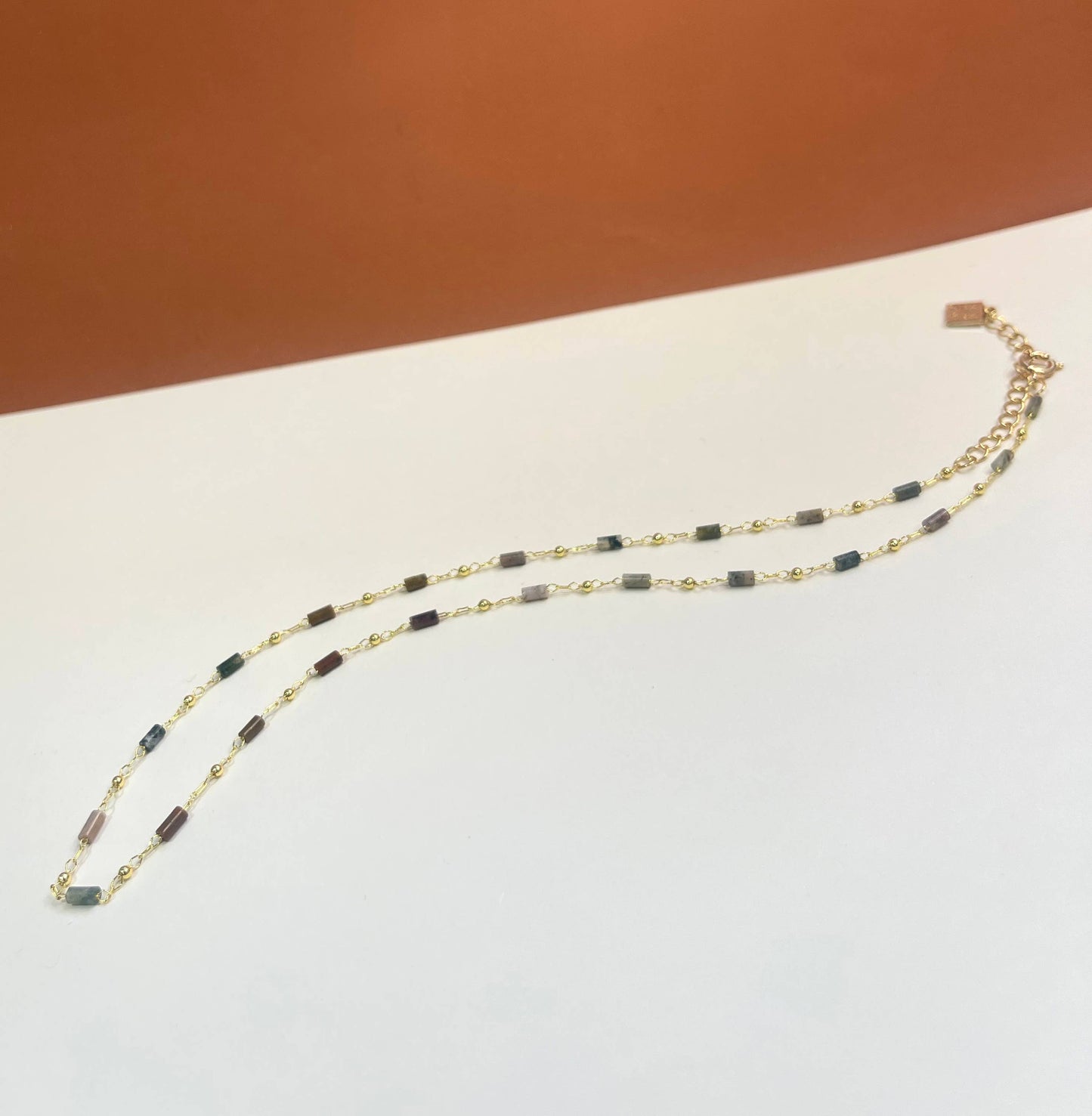 sunday girl | Multi Color Agate Chain Layering Necklace