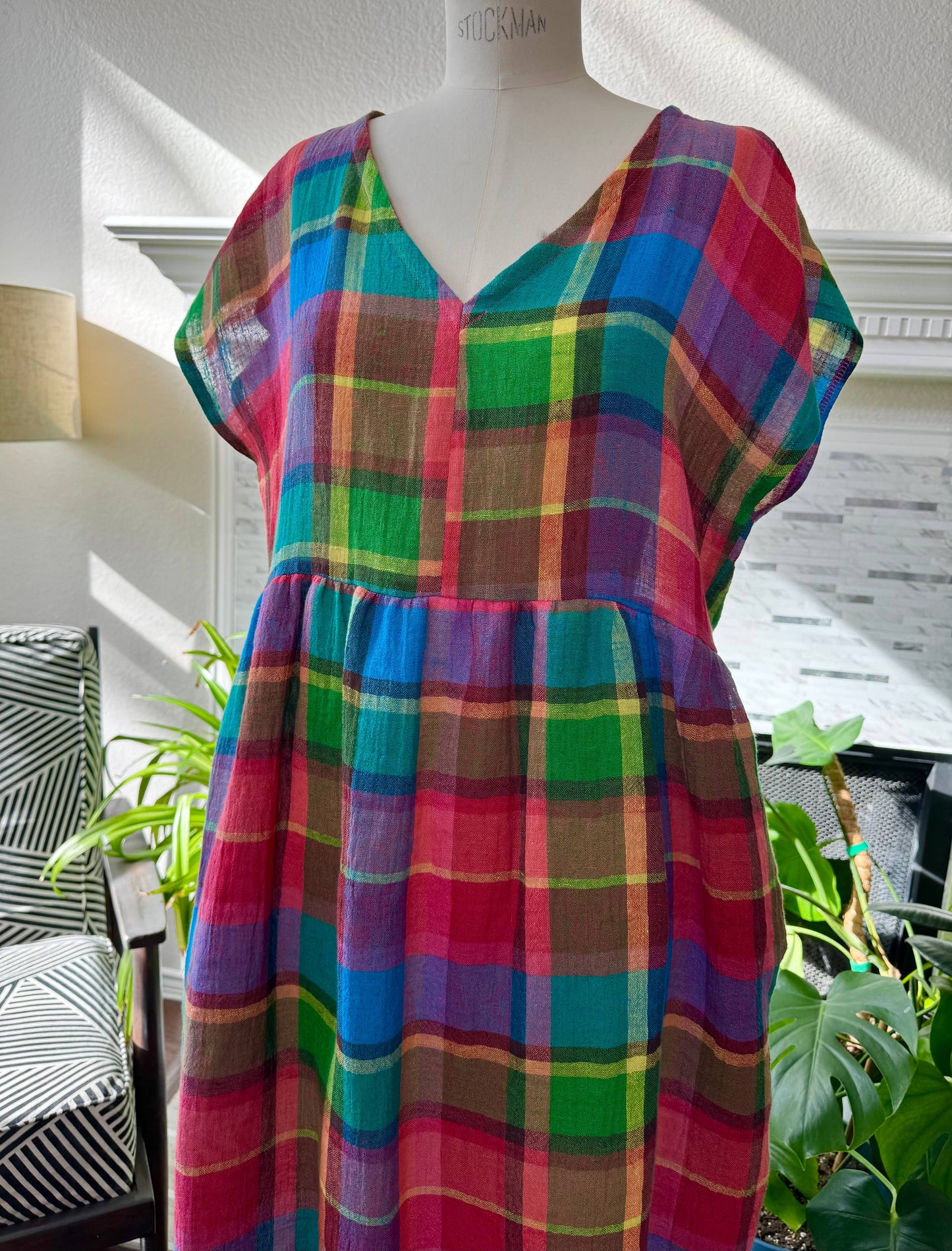 Joolee - Neon multi linen dress