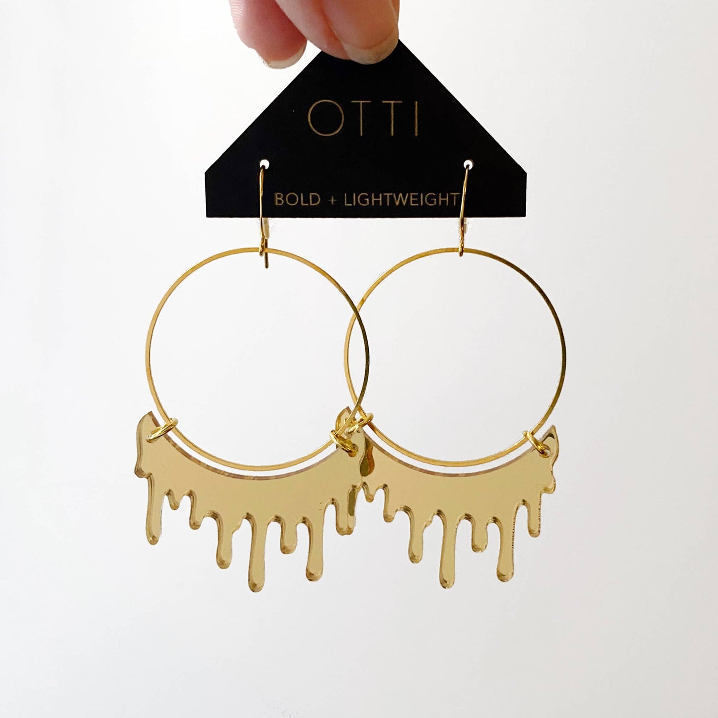 Otti - Dripping "Slime" Acrylic Hoop Earrings: mirrored GOLD