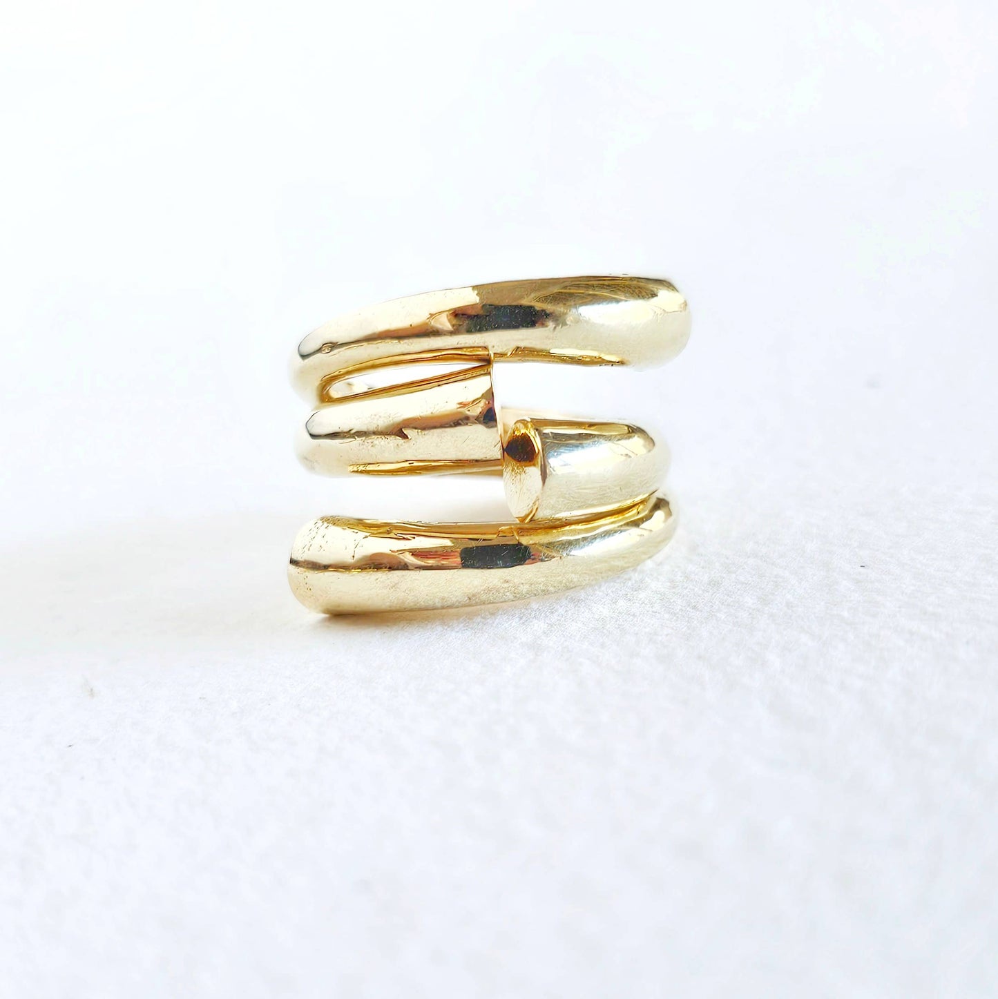 Bisjoux - Brass ring wrap tapered adjustable handmade