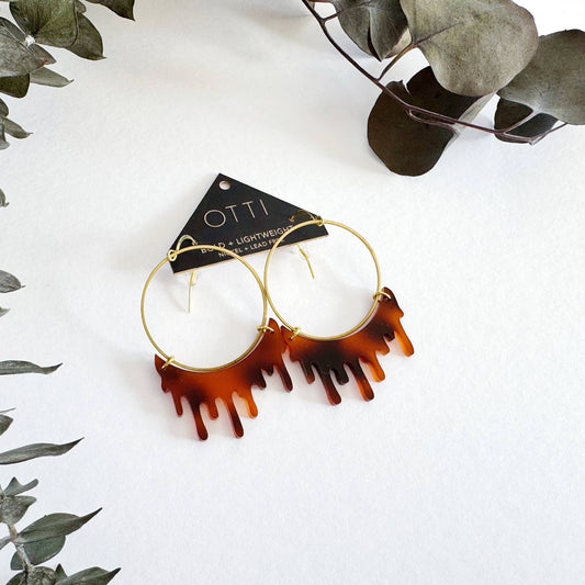 Dripping "Slime" Acrylic Hoop Earrings: *NEW* Tortoiseshell