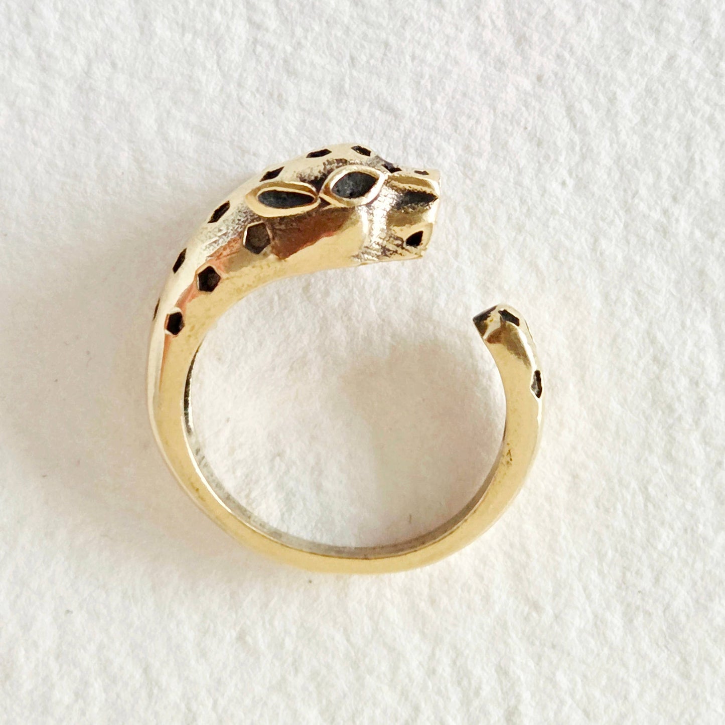 Bisjoux - Brass tiger panther animal ring adjustable nature jewelry