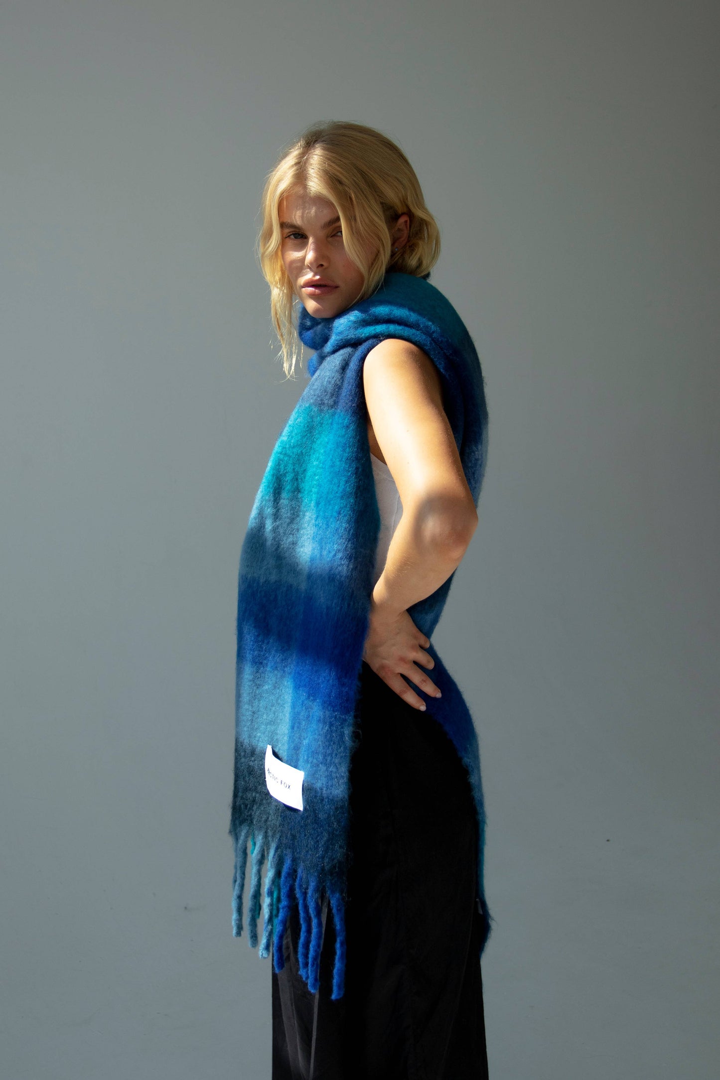 Arctic Fox The Reykjavik Scarf - 100% Recycled - Blue Check - AW24