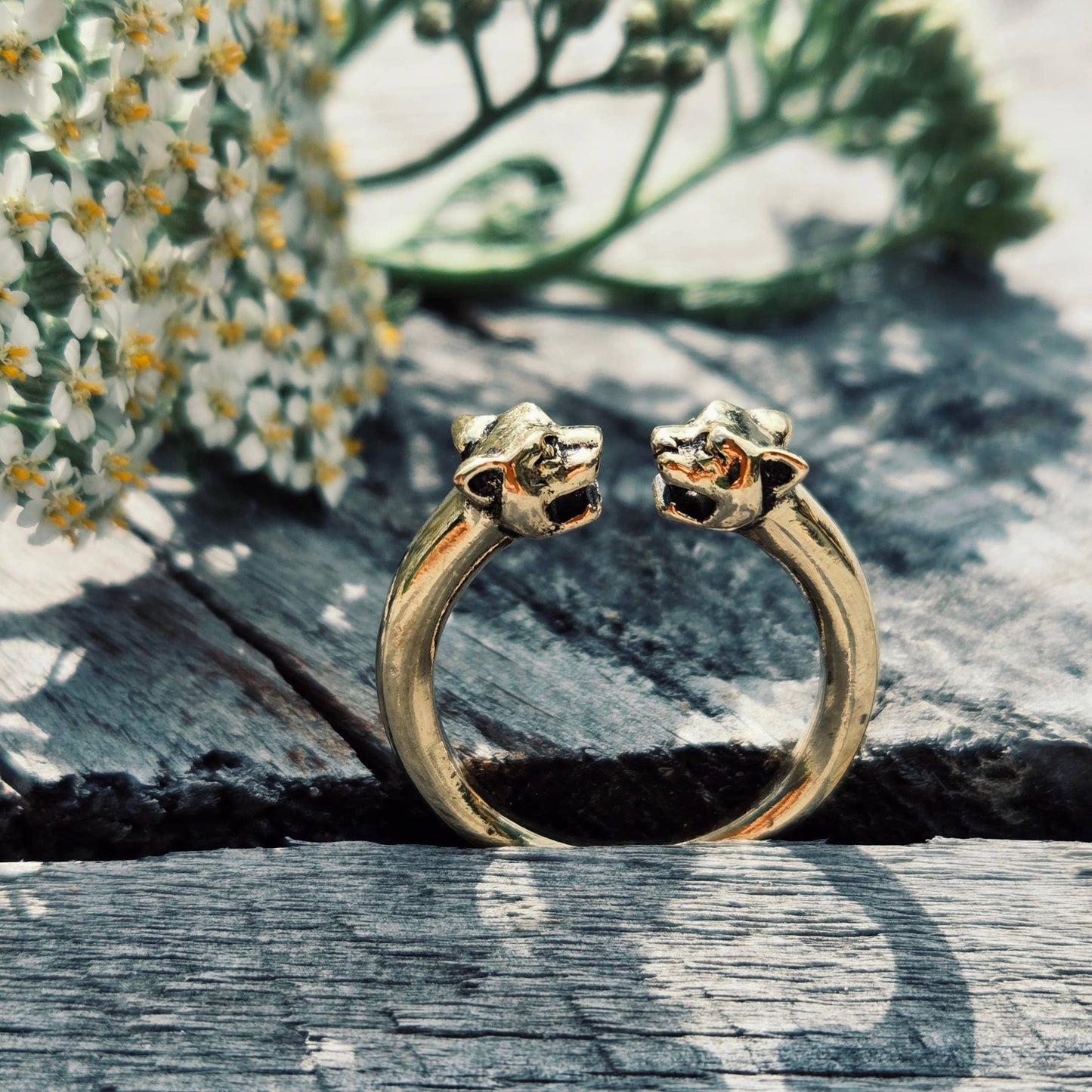 Bisjoux - Brass tiger animal ring adjustable cute nature jewelry
