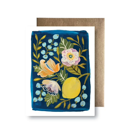 Maija Rebecca Handdrawn Navy Lemon Card