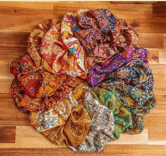 Gardenbelle - Boho Oversized Silk Floral Hair Scrunchies