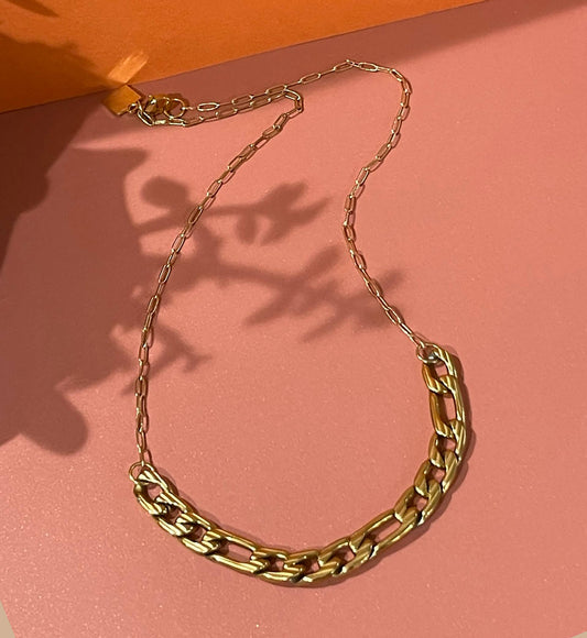 Sunday Girl | Cinzia paperclip and textured Cuban chain necklace