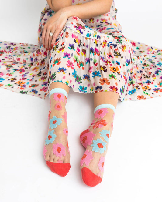 Sock Candy - Ribbon Roses Sheer Ankle Sock