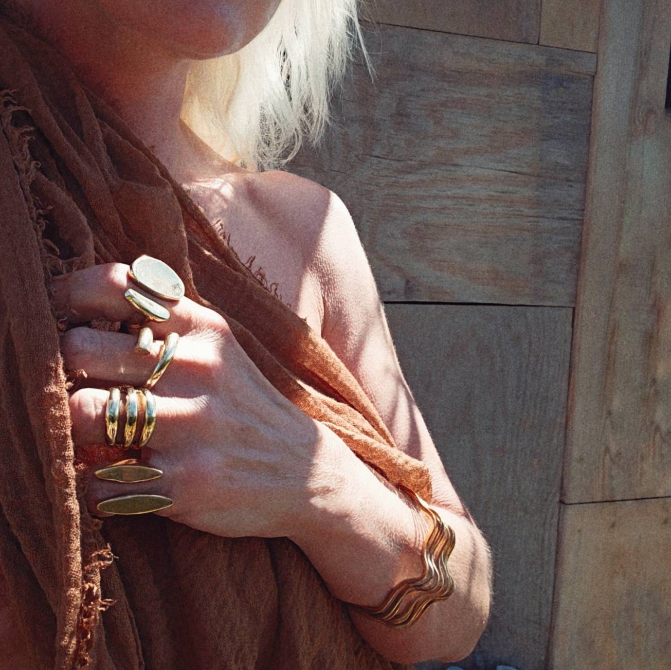Bisjoux - Brass ring wrap tapered adjustable handmade