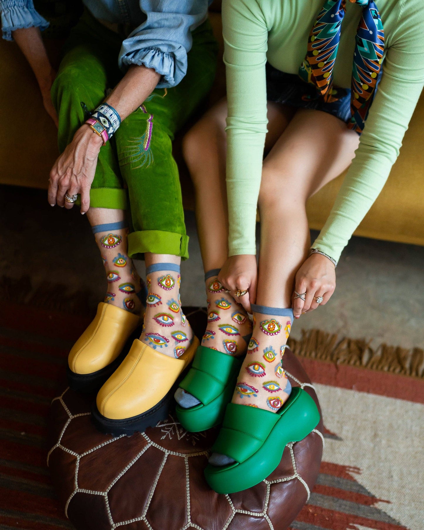 Sock Candy Evil Eye Sheer Crew Sock