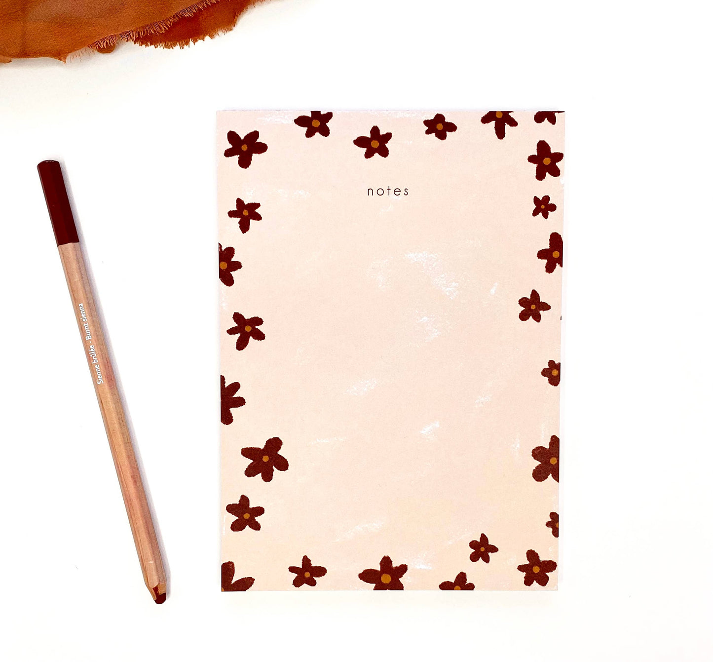 Maija Rebecca Handdrawn Maroon Flowers Notepad