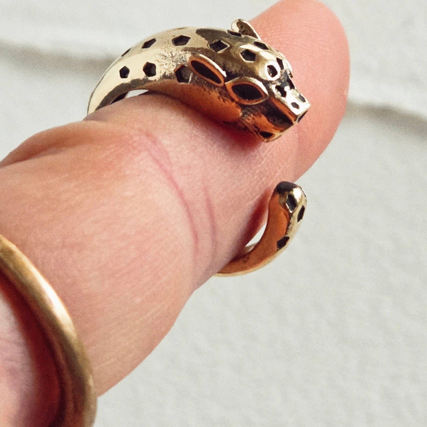 Bisjoux - Brass tiger panther animal ring adjustable nature jewelry