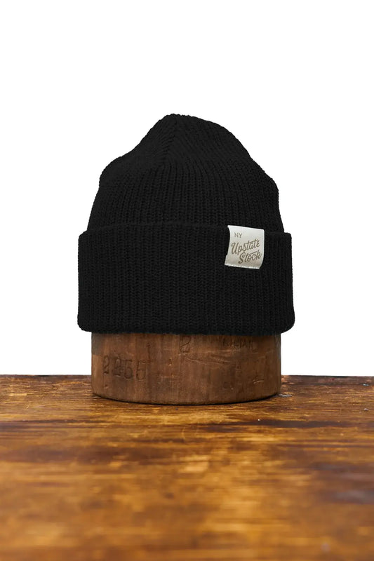 Upstate Stock Black Upcycled Cotton Watchcap