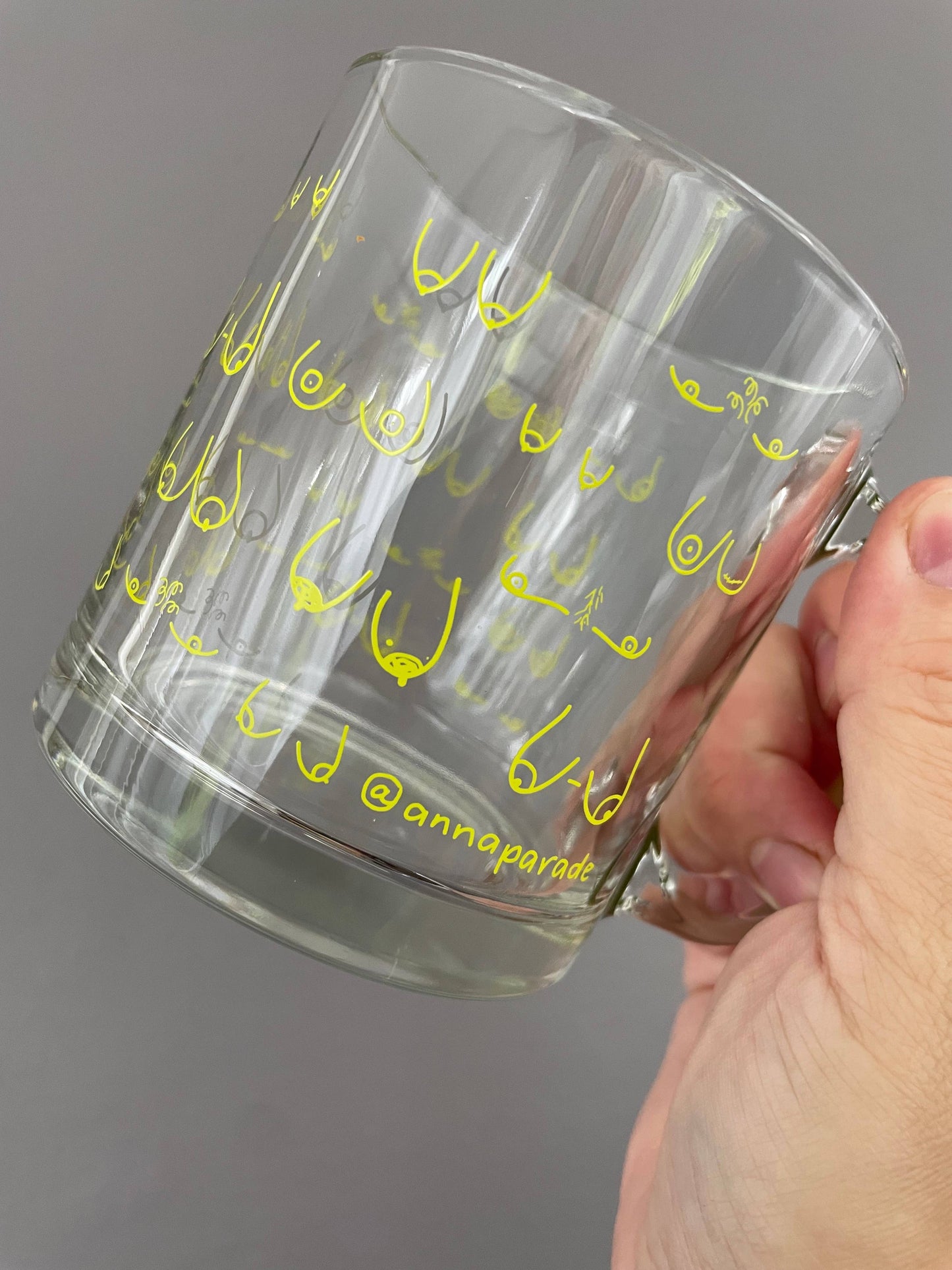 Anna Parade - Tiddies! 15-ounce glass coffee or tea mug