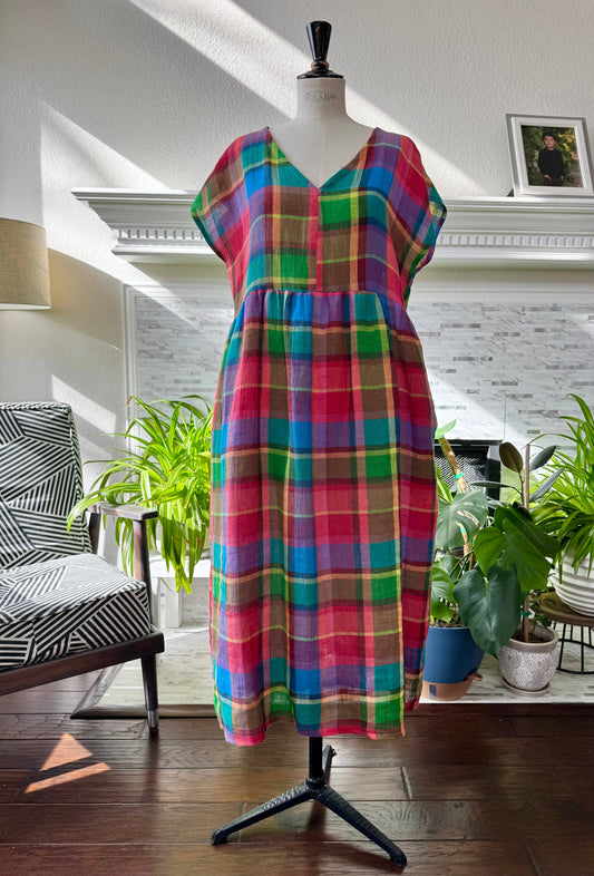 Joolee - Neon multi linen dress