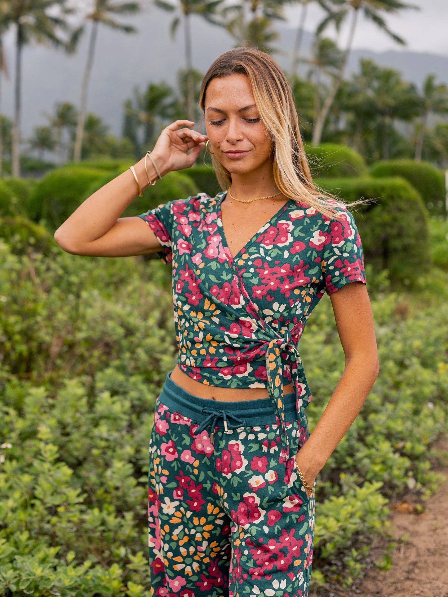 Happy Earth - Wrap Crop Top | Wildflowers