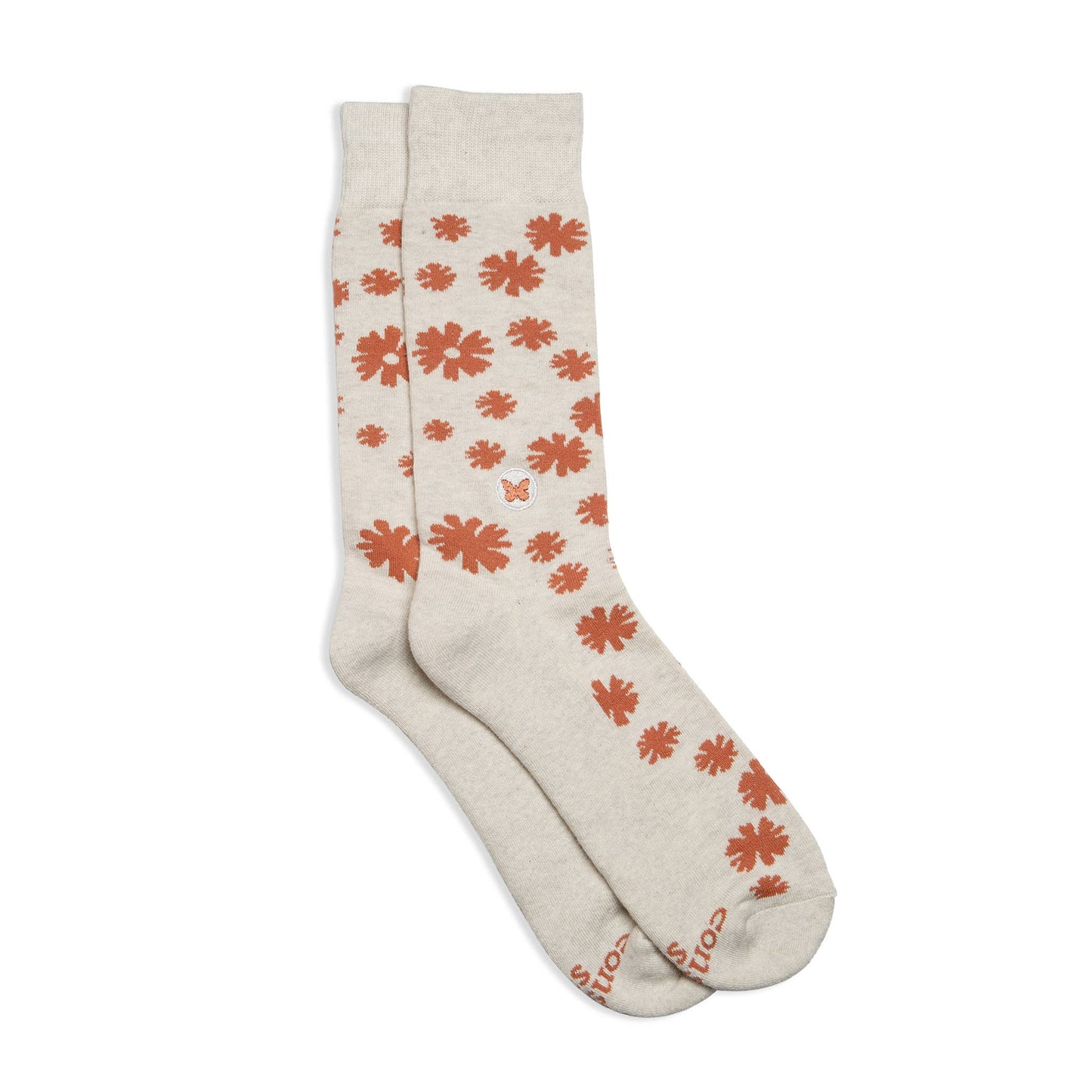 Conscious Socks Socks that Stop Violence Against Women (Orange Flowers)