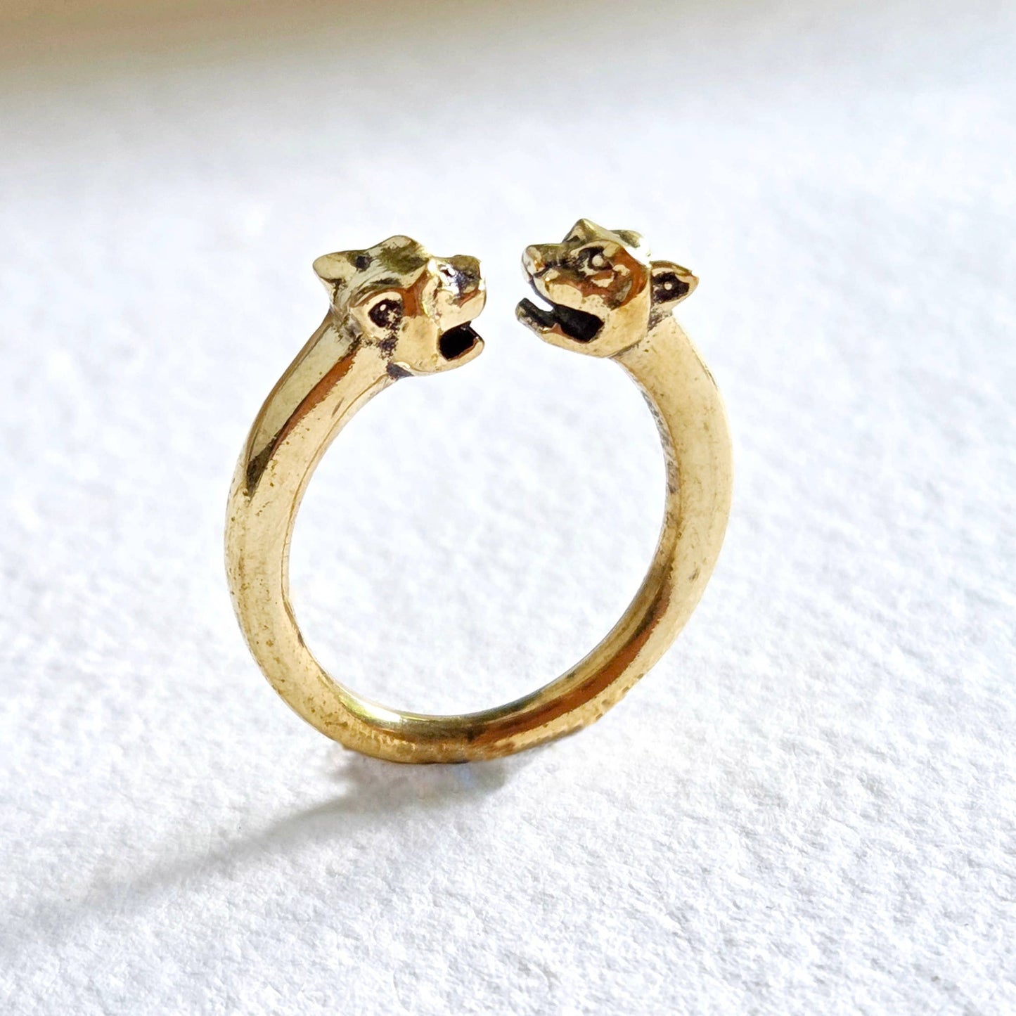 Bisjoux - Brass tiger animal ring adjustable cute nature jewelry