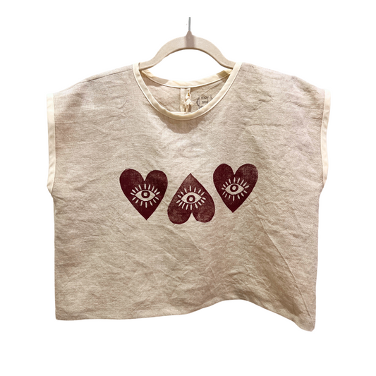 May and Mary Heart with Eye Block Printed Boxy Crop