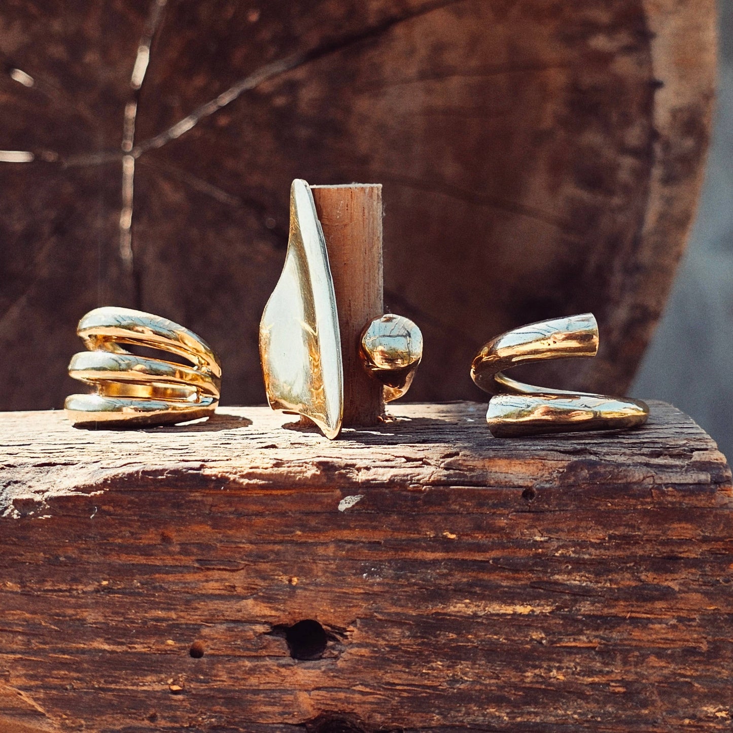 Bisjoux - Brass ring wrap tapered adjustable handmade