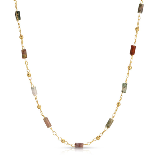 sunday girl | Multi Color Agate Chain Layering Necklace