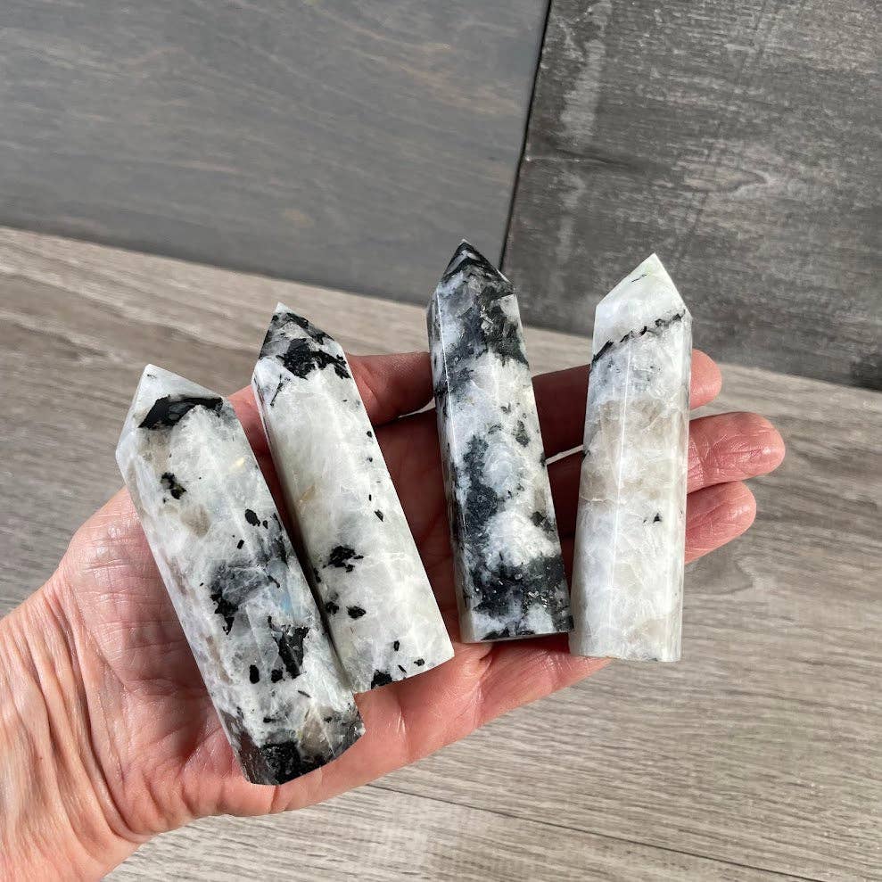 Rainbow Moonstone Obelisks 3–4 oz - Keystone Crystals