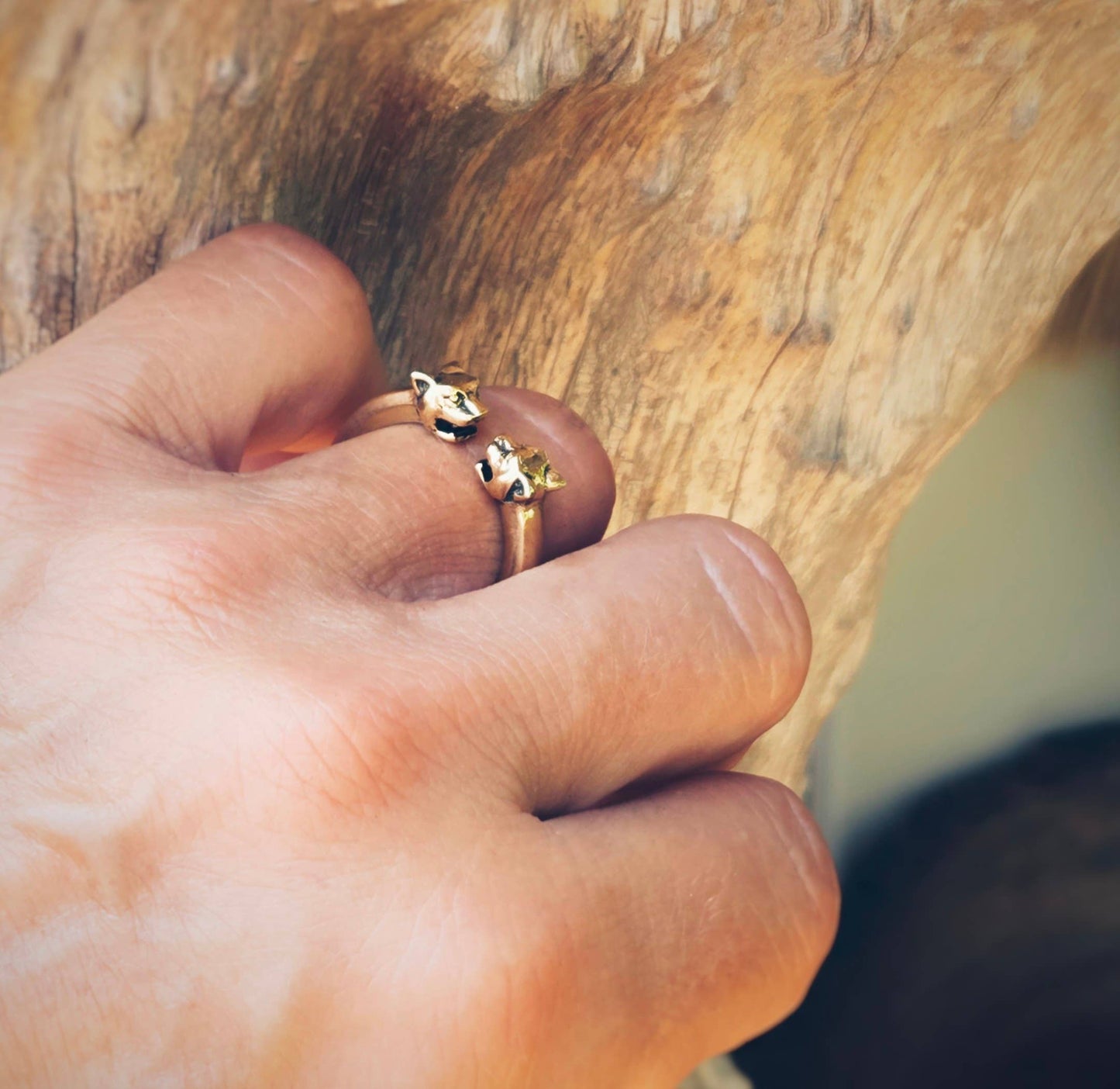 Bisjoux - Brass tiger animal ring adjustable cute nature jewelry