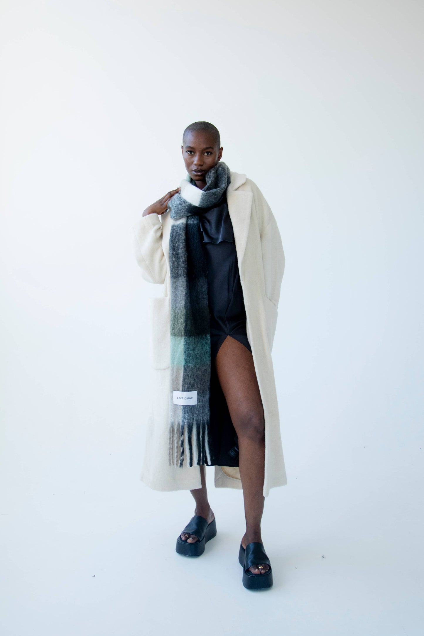 Arctic Fox The Reykjavik Scarf - 100% Recycled - Black Check - AW24