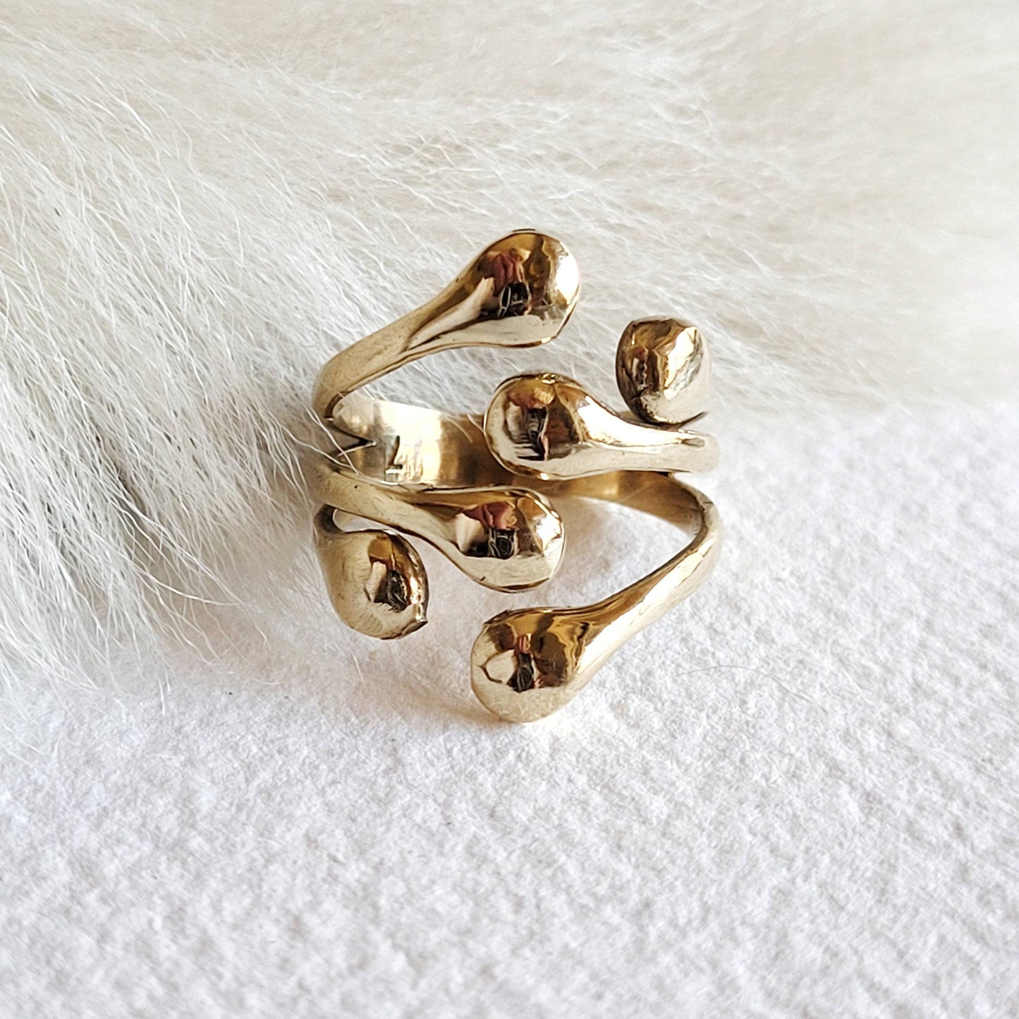 Bisjoux - Brass molten cluster handmade  6 orb