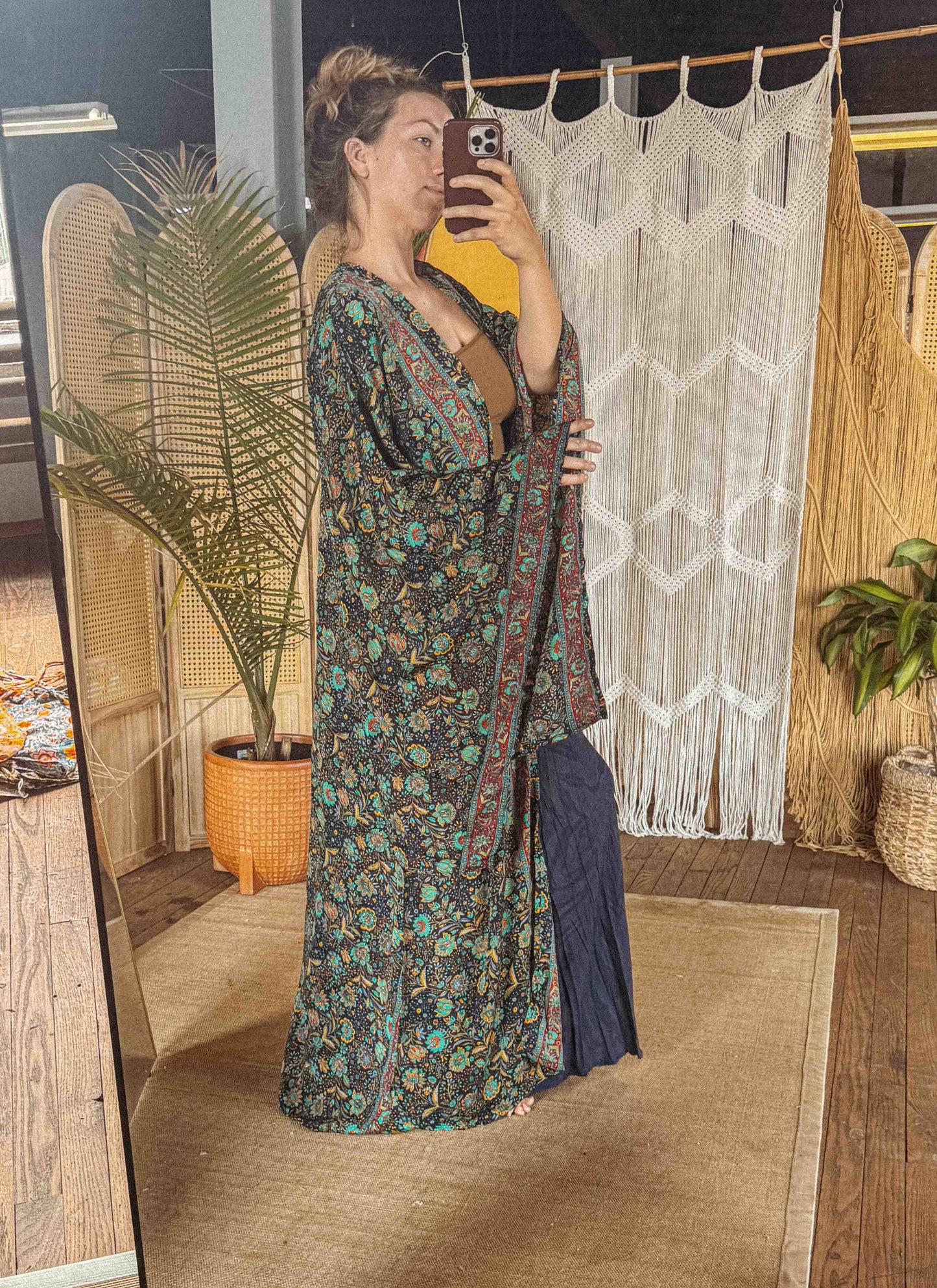 Gardenbelle - Silk Bell Sleeve Long Maxi Kimono Duster Cardigan