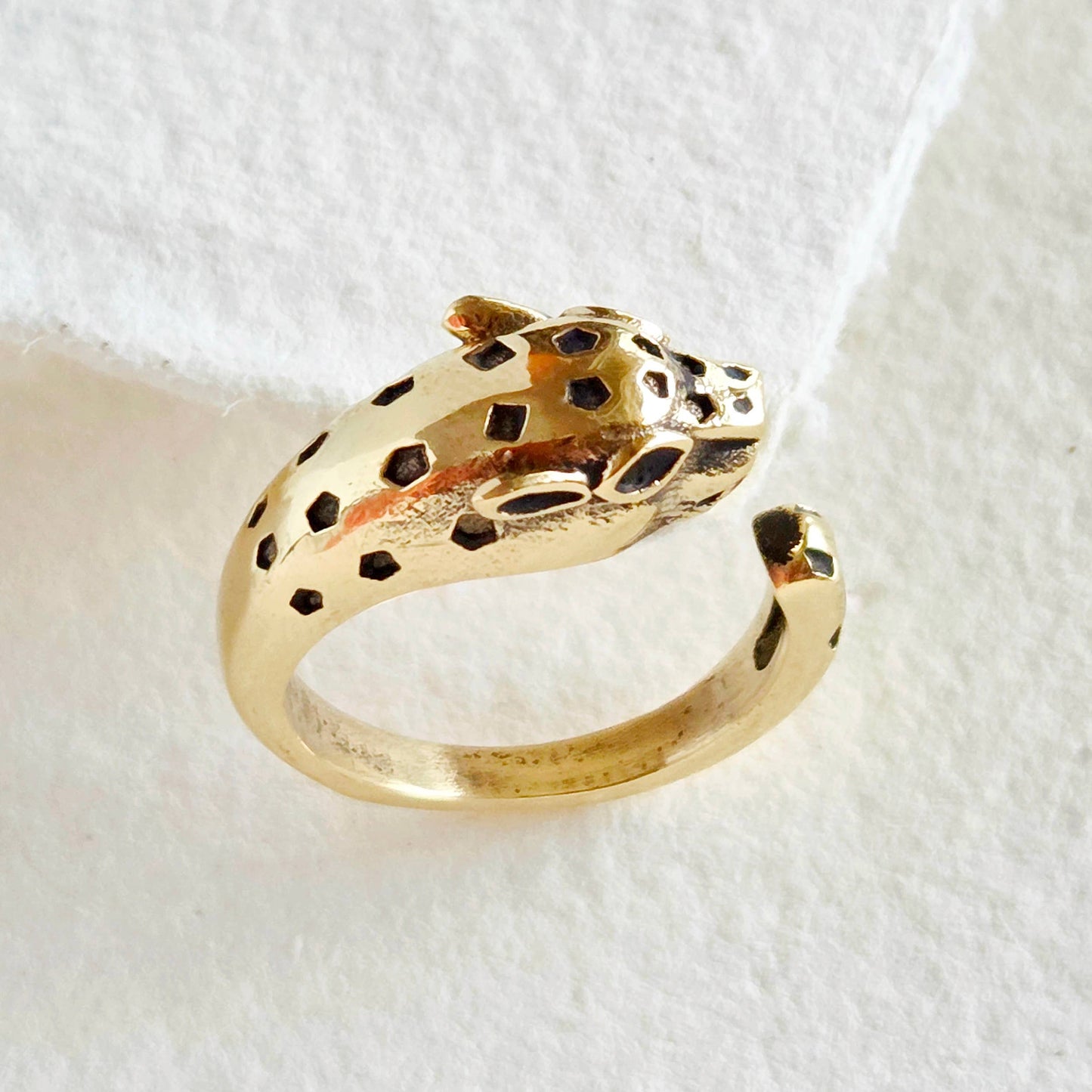 Bisjoux - Brass tiger panther animal ring adjustable nature jewelry