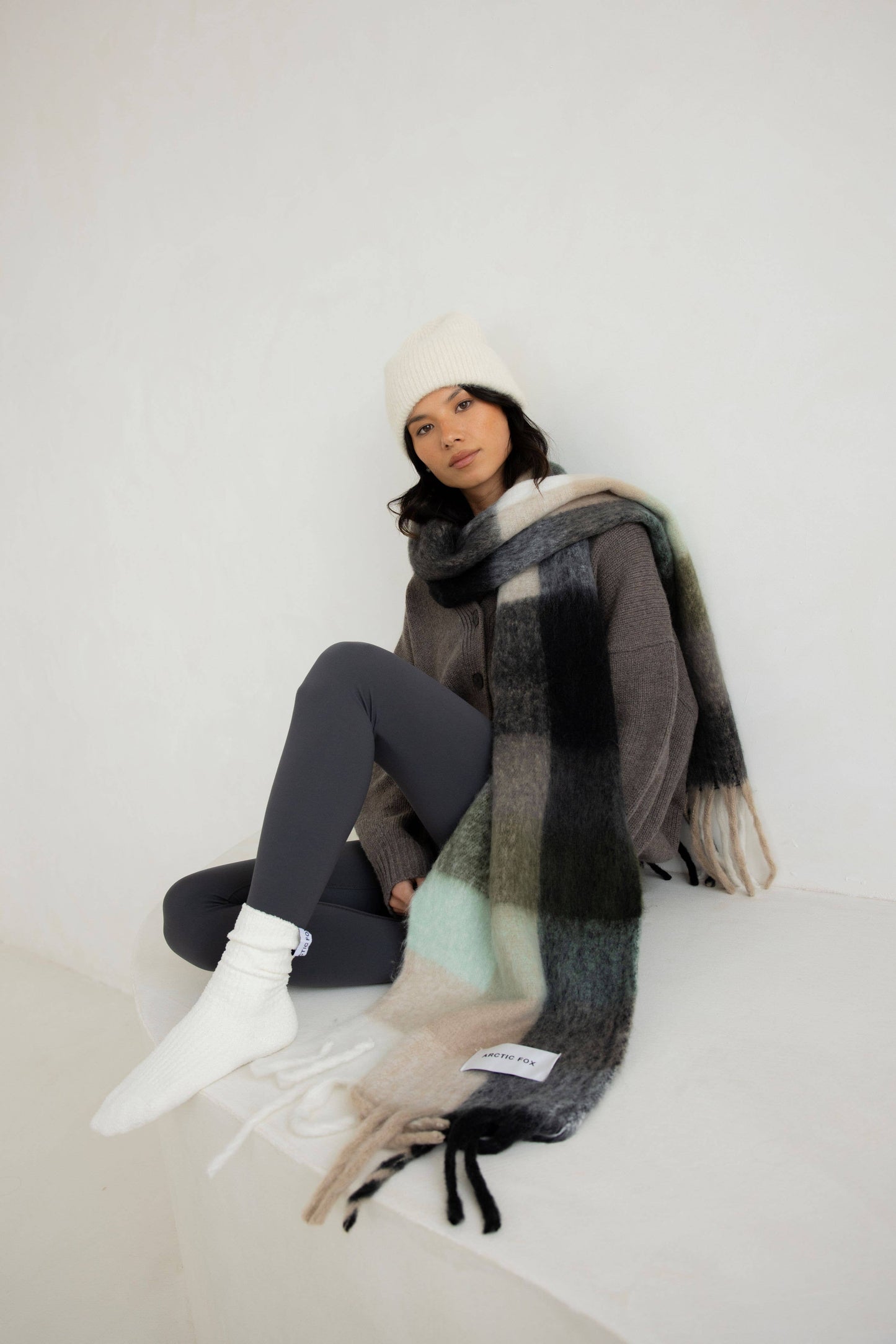 Arctic Fox The Reykjavik Scarf - 100% Recycled - Black Check - AW24