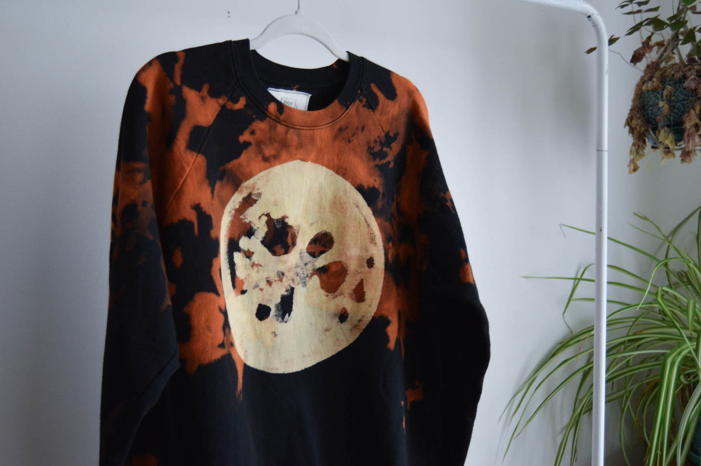 May and Mary Fire Moon REVAMPED Tie Dyed Sweatshirt, Long Sleeve Raglan, Crew Neck