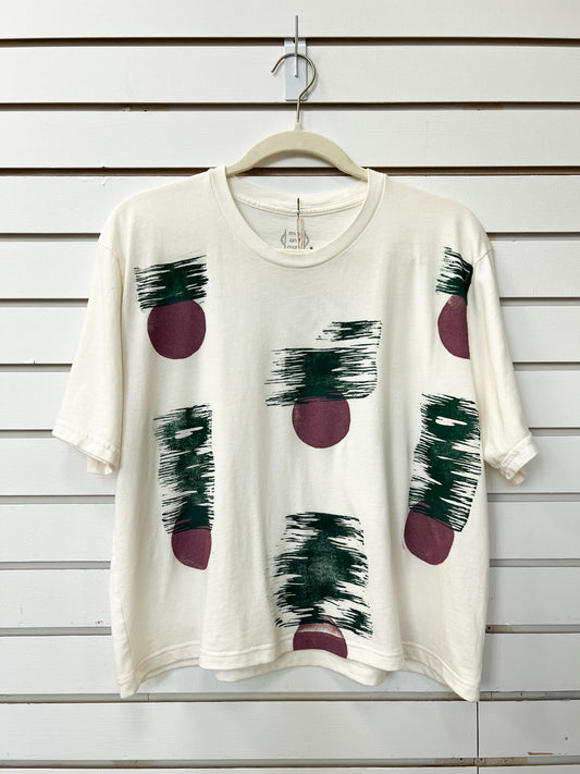 May and Mary Block Printed New Birch Crop Tee
