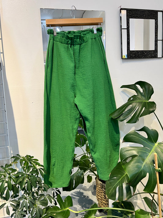 May and Mary Balloon Pants - Kelly Green Cotton Double Gauze