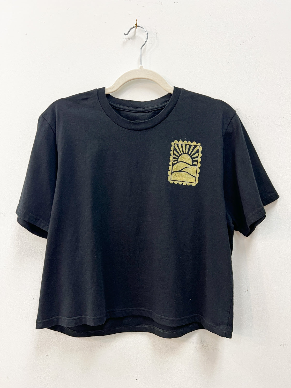 May and Mary Black Stamp Crop Tee - organic cotton