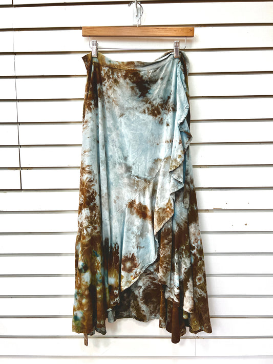 May and Mary ice dyed wrap skirt - Brazil Nut