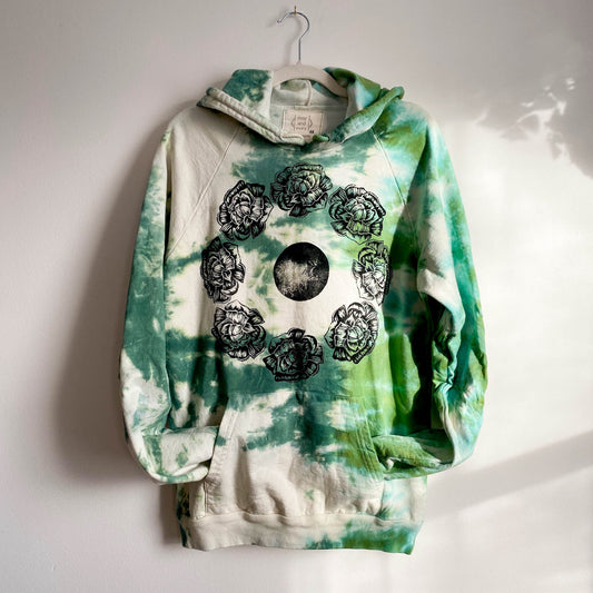 May and Mary Organic Cotton Tie Dye Hoodie with Peony Moon Print