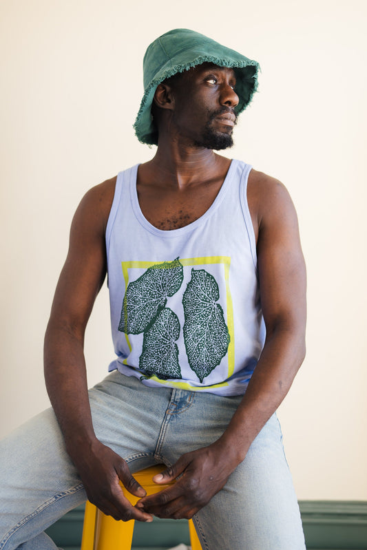 May and Mary Hand Dyed and Block Printed Crop Tank - Begonia Leaf
