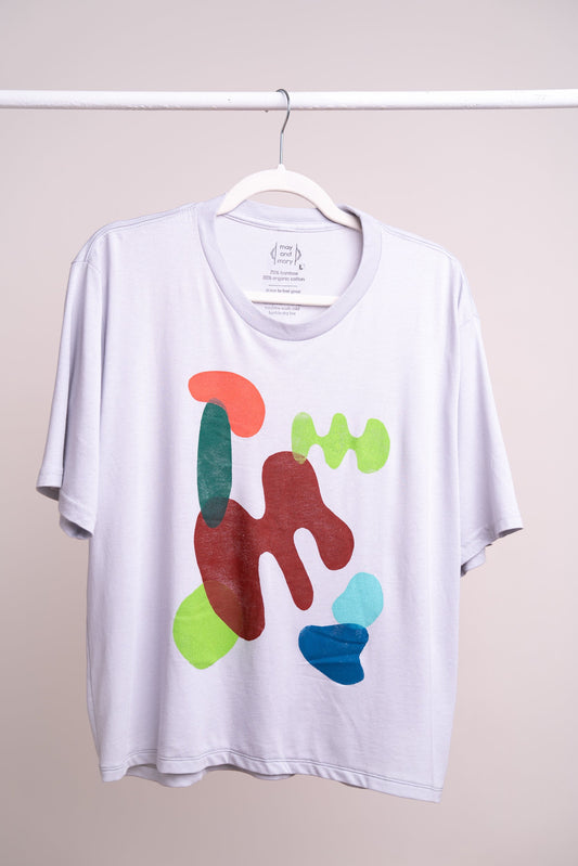 May and Mary Shapes Block Printed Bamboo Crop Top