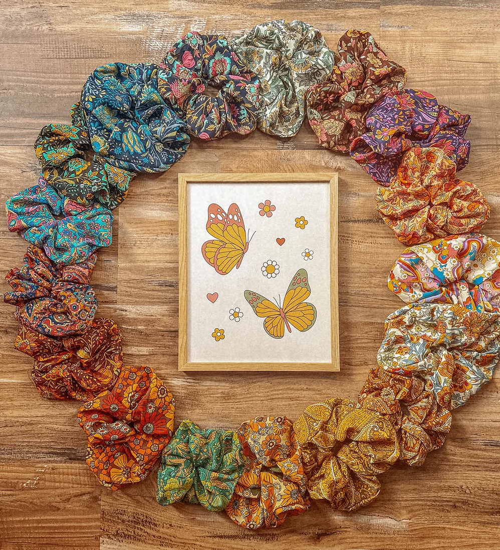 Gardenbelle - Boho Oversized Silk Floral Hair Scrunchies