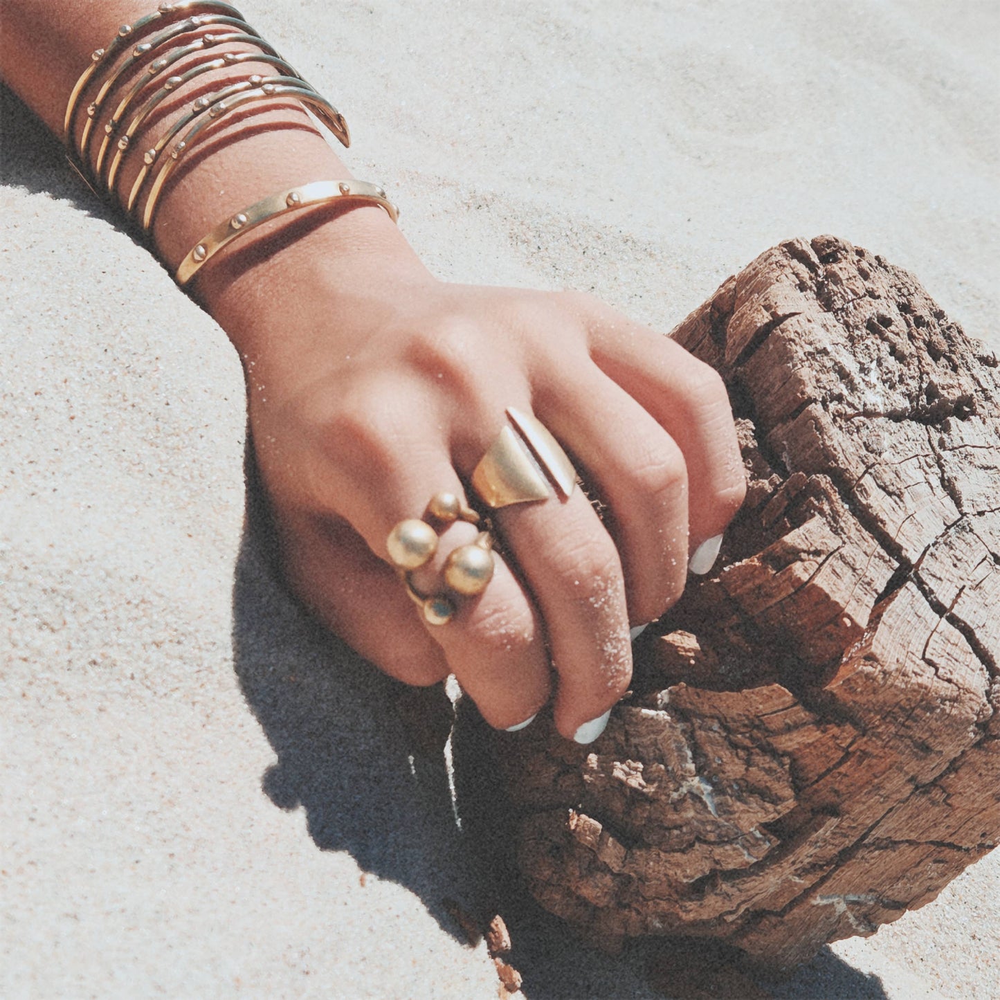 Bisjoux - Brass ring open design adjustable handmade