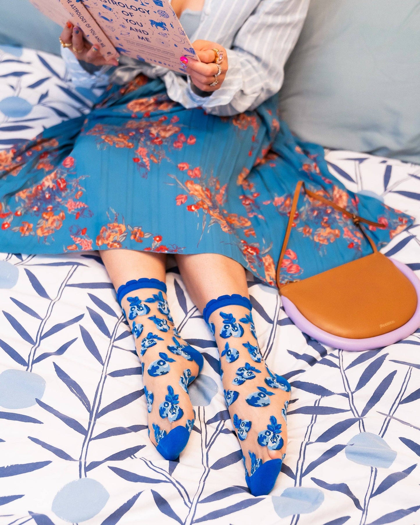 Sock Candy Blueberry Ruffle Sheer Crew Sock