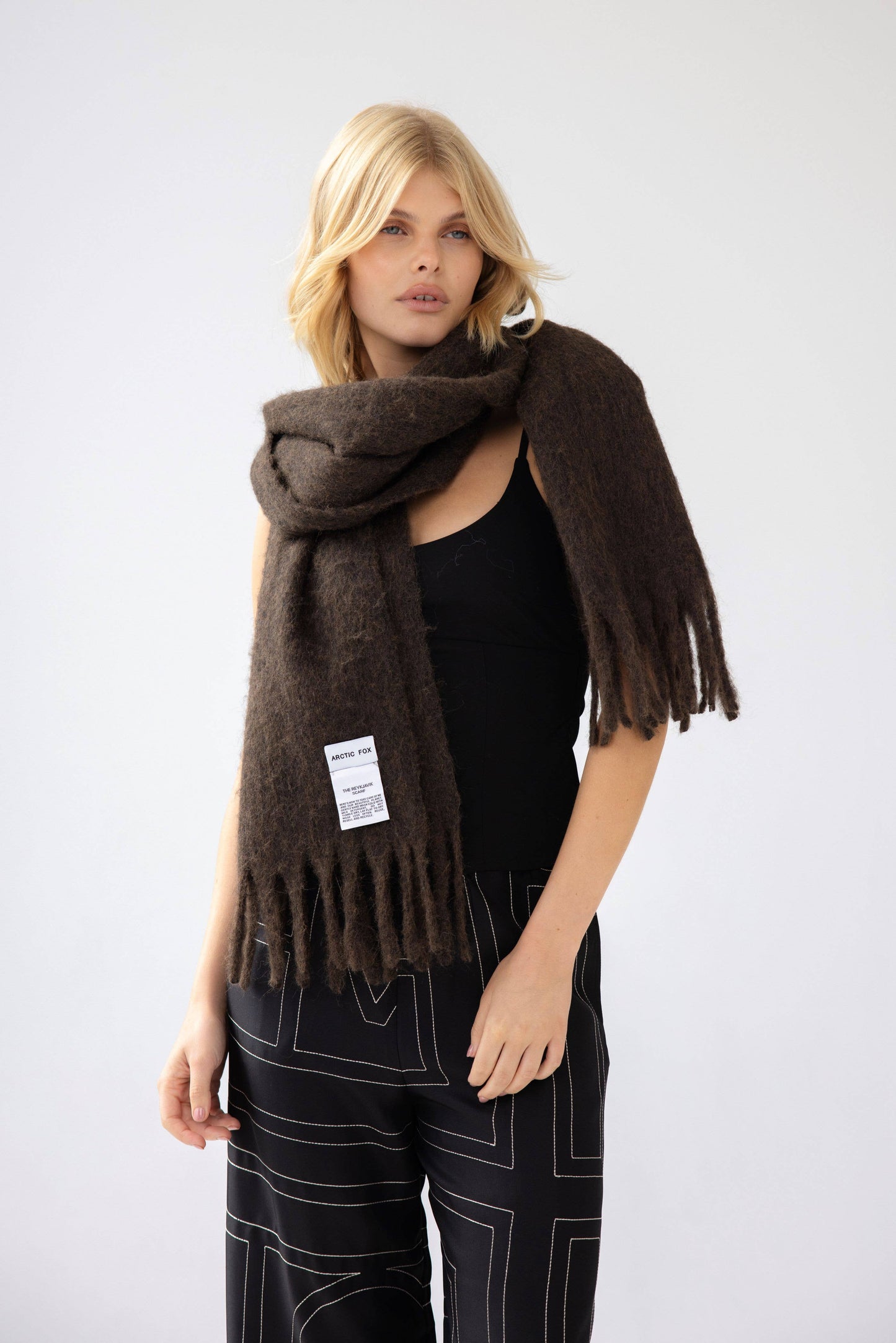 Arctic Fox The Reykjavik Scarf with RWS Wool - Dark Chocolate - AW24