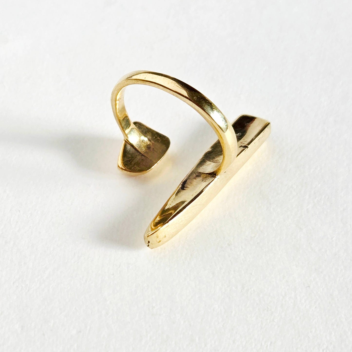 Bisjoux - Brass asymetrical molten peak ring handmade