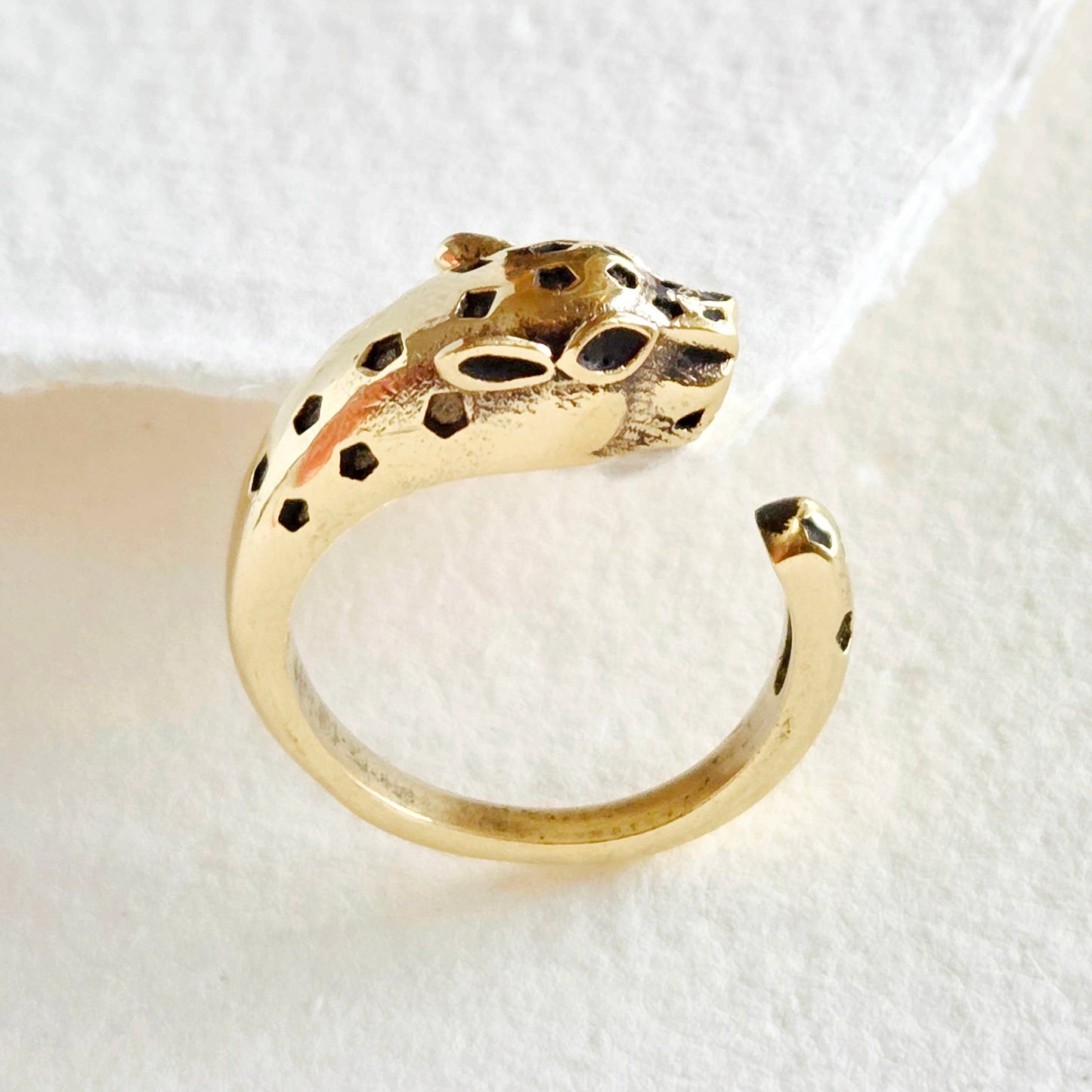 Bisjoux - Brass tiger panther animal ring adjustable nature jewelry